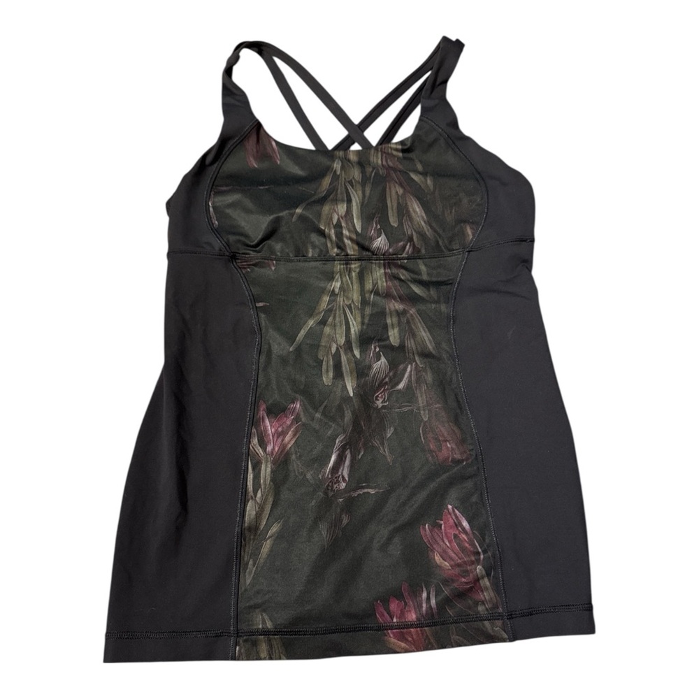lululemon athletica Black and Floral‎ Muscle Tee